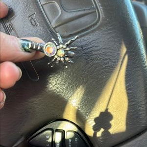 Silver Spider Brooch with Opalescent Accents